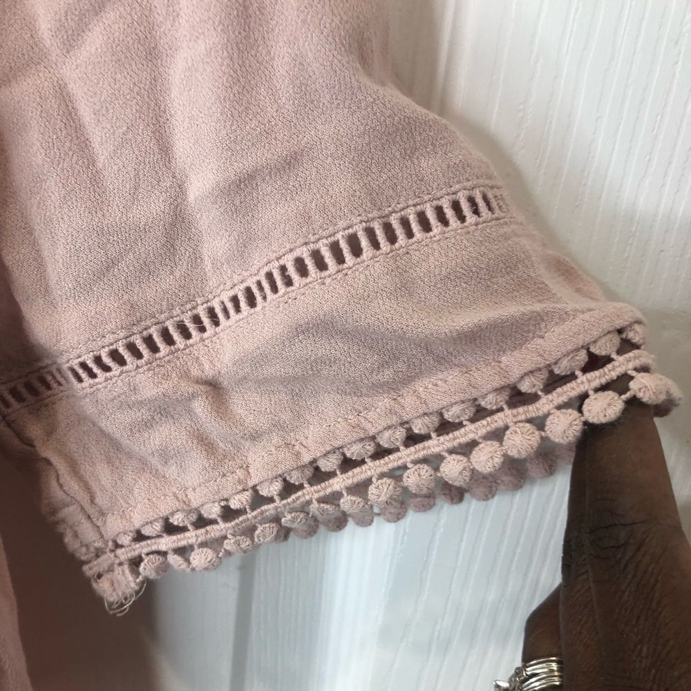 Knox Rose dusty pink short sleeve crocheted lace blouse top, size small - Picture 10 of 12